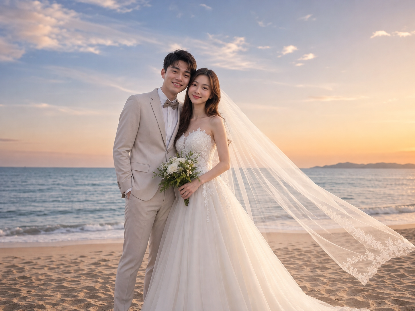 海边日落情侣AI婚纱照写真 - Styling hero photo (start here)
