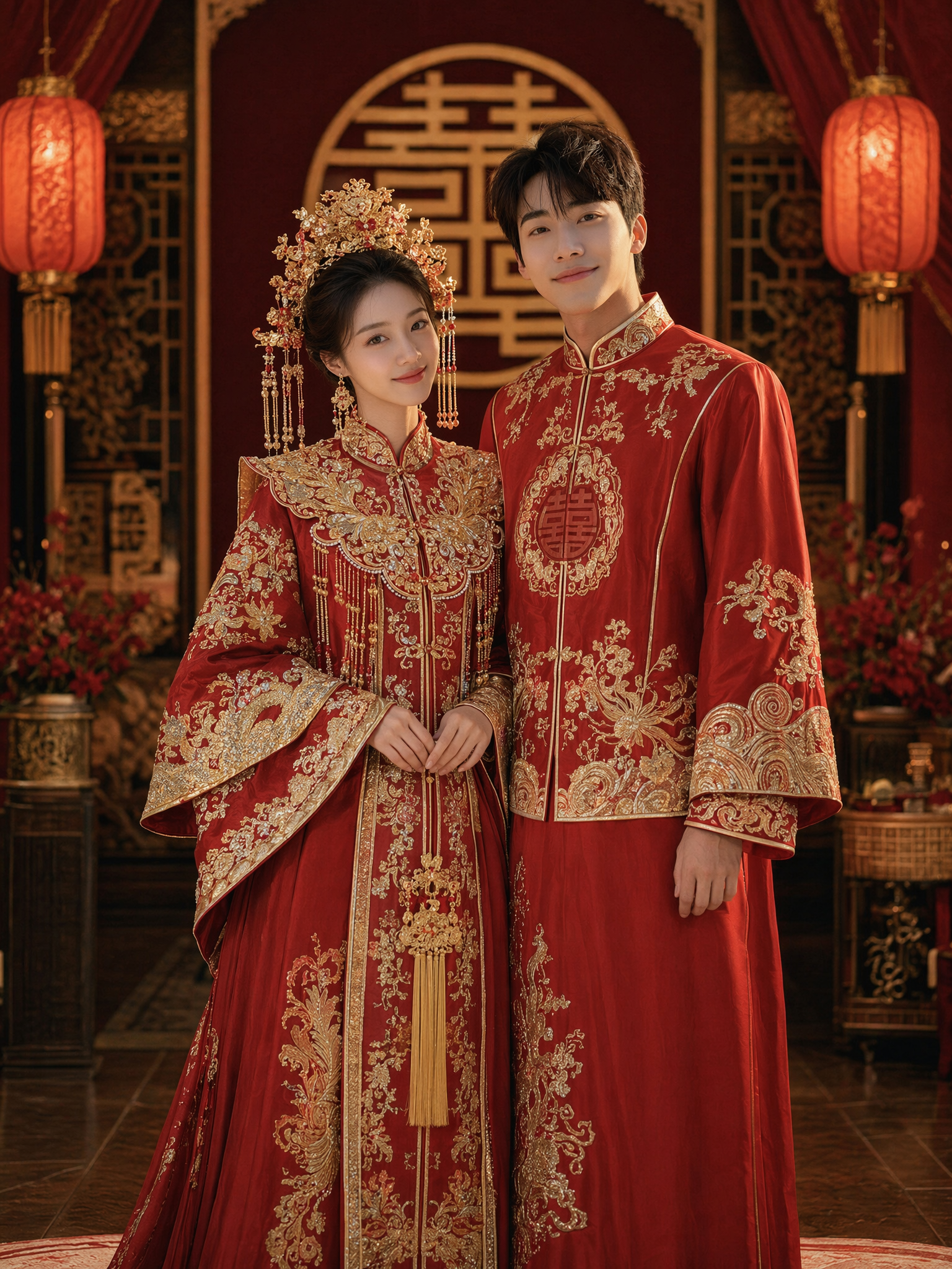 AI-generated Chinese traditional wedding photo