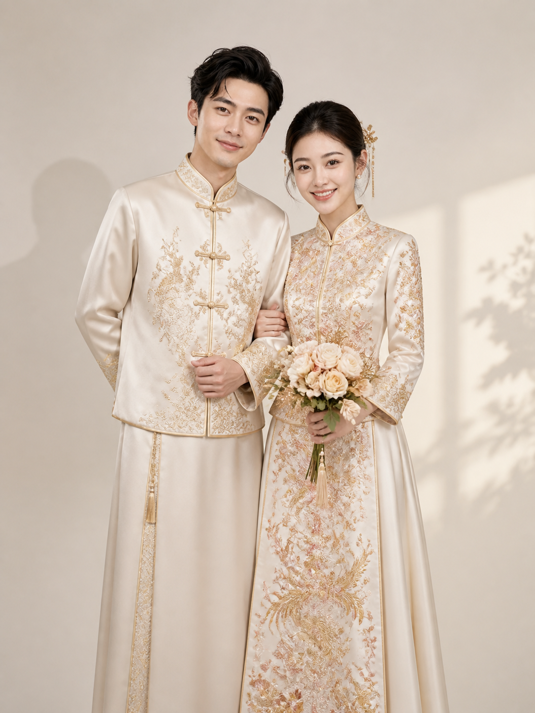 AI中式秀禾情侣婚纱照 多场景多造型完整套系 - 定妆主照(建议先生成)