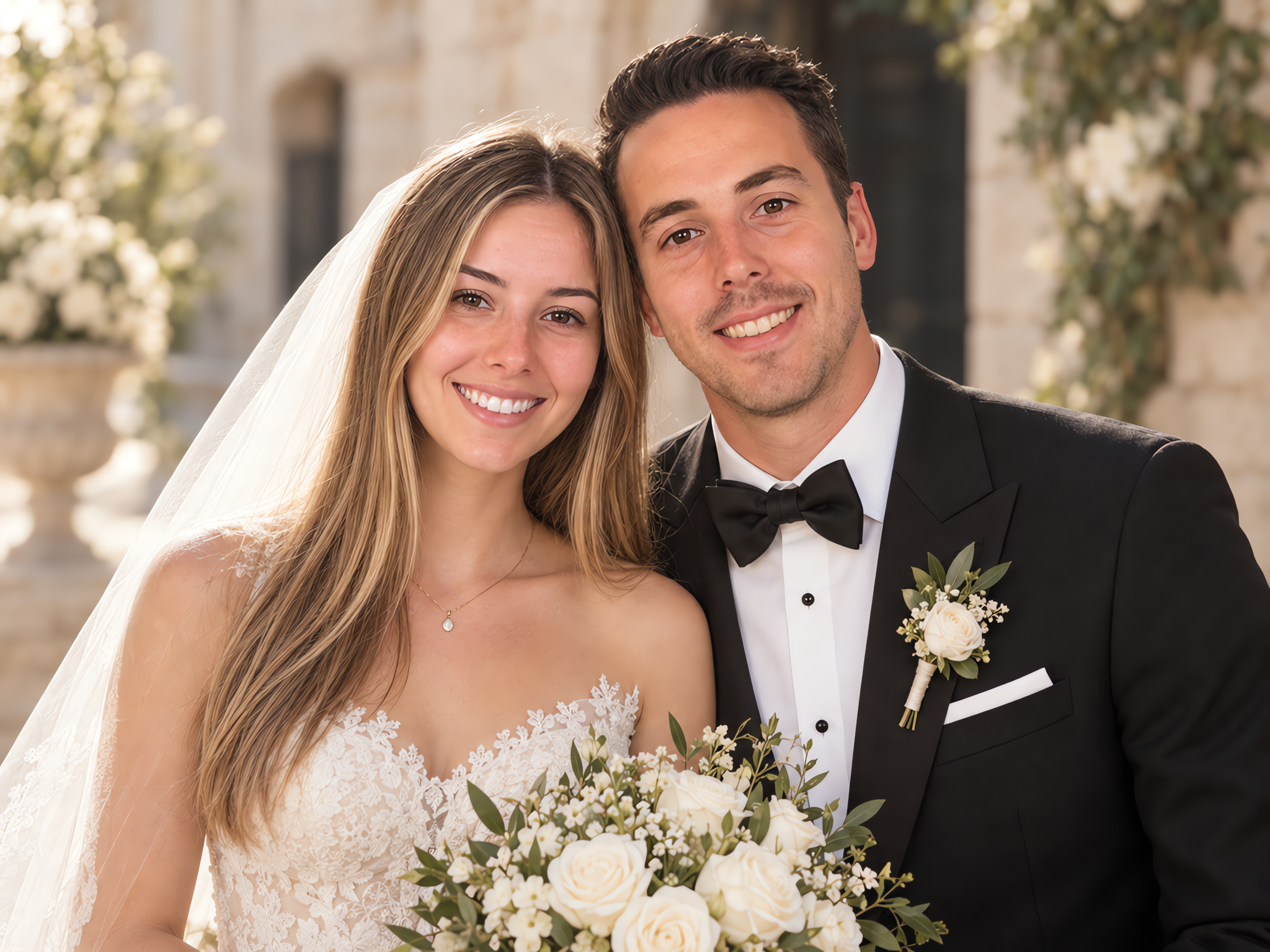 Photos de mariage de couple style rétro français générées par IA, looks - Emotional close-up